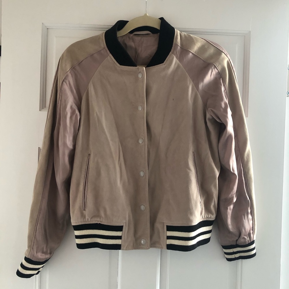 ALLSAINTS SUEDE BOMBER- light pink